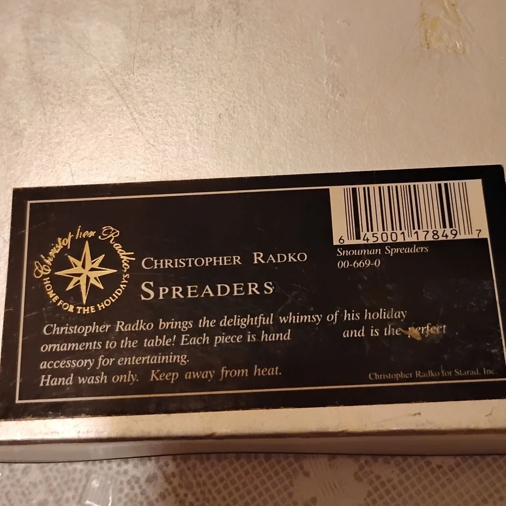 Christopher Radko Home for the Holidays Snowmen Pate Knives - Set of 4, Open Box